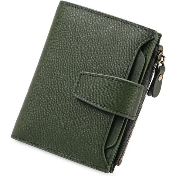 Small Women Wallet Genuine Leather RFID Blocking Bifold Zipper Pocket - Picture 1 of 1